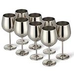 Oak & Steel - Stainless Steel Wine Glasses, 550ml (8, Silver)