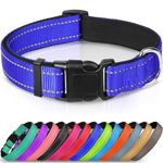 Joytale Dog Collar, Reflective Padded Neoprene Pet Collar, Adjustable Nylon Collars for Medium Dogs, M, Navy Blue