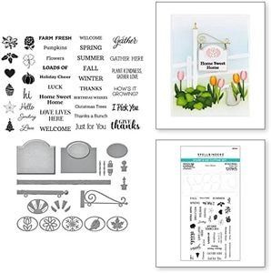 Spellbinders Welcome Sign & Sentiments by Annie Williams Clear Stamp & Die Set, Metal