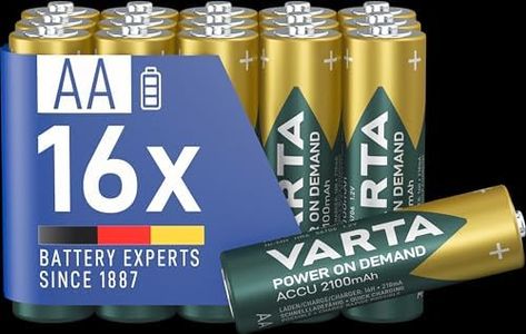 VARTA Piles AA, rechargeables, lot de 16, Recharge Accu Power on Demand, batterie rechargeable, 2100 mAh Ni-MH, sans effet mémoire, préchargées, prêtes à l'emploi