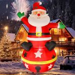 Fanshunlite 8FT Christmas Giant Inflatable LED Light Large Blow Up Yard Decorations for Home Garden Family Prop Lawn Holiday Indoor Decor, Bell Santa Claus