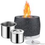 Idyfodol Tabletop Fire Pit Bowl for Indoor Outdoor - Portable Concrete Tabletop Fireplace with Ceramic Base for Garden Balcony Living Room Dining Table