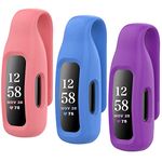 HSWAI 3-Pack Clips Replacement for Fitbit Inspire 2/Fitbit Inspire 3, Soft Comfortable Silicone Clip 360°Protection Holder Accessory Compatible with Fibit Inspire 2/3（Official Red/Blue/Purple