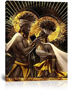 Wall HDQ Black King and Queen Wall Art, African American Canvas Print Painting Afro Couple Gold Wall Decor Crowns Poster Modern Artwork Picture for Bedroom Living Room Home (12”Wx18”H)