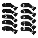 10 Pcs Black Golf Iron Covers Cuteness Knitted Socks Shape Washable & Durable Club Head Protector Best Gift for Golfers