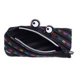 ZIPIT Polyester Monster Pencil Case,Pencil Pouch,Makeup Pouch,Cosmetic Bag,Multipurpose Case/Kit,Return Gifts and Travel Pouch - Black & Rainbow