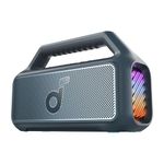 soundcore Boom 2 Outdoor Speaker, 80W, Subwoofer, BassUp 2.0, 24H Playtime, IPX7 Waterproof, Floatable, RGB Lights, USB-C, Custom EQ, Bluetooth 6.0, Portable, Camping, Beach, and Backyard-Blue
