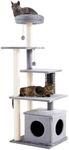 Made4Pets Cat Tree for Large Cats Adult 52.4" DIY with 5 Cat Scratching Post Full Body Wrapped in Sisal, Cat Tower for Indoor Cats Plush Multi-Level Cat Condo with Perche Cave Grooming Brush Pompoms