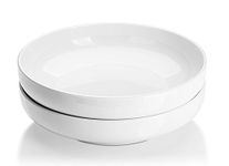 DOWAN 1920ml Large Salad Bowls, White Serving Bowls, Φ25cm Serving Platter, Shallow Pasta Bowls Set of 2, Serving Dishes for Soup Fruit Vegetable Prep, Plates for Dinner Housewarming Gift