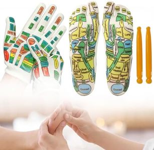 Reflexology Socks Foot Reflexology Acupressure Socks, Gloves ＆ 2 Massage Tools for Hand Foot Massage Socks Reflexology Tools for Pain Relief, Improve Health Care