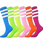 Syhood 6 Pairs Neon Knee High Socks