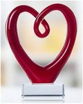 5'' Tall Art Glass Heart Sculpture Centerpiece Party Home Decoration
