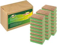 Natural Plant-Based Scrub Sponge by Scrub-it, Non-Scratch, Biodegradable scrubbing sponges with a Tough scouring pad for Kitchen and Bathroom– 24 Pack