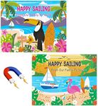 JAPBOR 2pcs Large Summer Beach Cruise Door Magnets Decorations Magnetic, Hawaii Refrigerator Car Cabin Ship Magnet Decor, Tropical Ocean Vacation Magnetic Decals Fridge Sticker for Home Kitchen