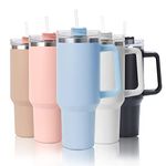 mebiusyhc 40oz Stainless Steel Vacuum Insulated Cup Double Wall Travel Flask Car Coffee Mug Tumbler with Straw with Handle for Hot Iced Coffee