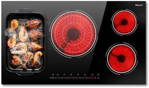 Disaenvir 36 Inch Electric Cooktop - 5 Burner Electric Stove Top Powerful 9600W, 36 Inches Built-in Ceramic Stove with Large 3900W Flexible Zone, Timer, Safety Lock, 220V - 240V Hard Wired (No Plug)