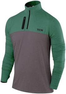 TCA Men's Fusion Pro Quickdry Long Sleeve Half Zip Running Shirt – Athletic Workout Pullover with Pocket & Thumb Holes- Green, XX-Large