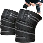 MaxOut360 Knee Wraps for Weightlifting (Pair), 78" Long Cotton Blend Knee Wrap for Squats, Leg Workouts & Powerlifting with Leg Wrap Providing Compression & Elastic Support, Black