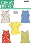 New Look Sewing Pattern 6483: Misses Tops, Size A, Silk, White, A (6-8-10-12-14-16)