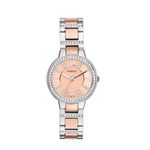 Fossil Watch for Women Virginia, Quartz Movement, 30 mm Silver Stainless Steel Case with a Stainless Steel Strap, ES3405