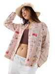 The Souled Store Official Peanuts: Beach Bum Women and Girls Long Sleeve Collared Neck Pink All Over Printed Cotton Boyfriend Shirts