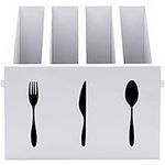 Maison Des Cadeaux Multi-Purpose Cutlery Storage Utensil Organiser Caddy Rack, 4 Silverware Compartments, Napkin Storage Holder