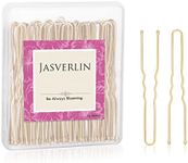 JASVERLIN U Shaped Hair Bobby Pin Blonde, U Hair Pins for Buns Maker Hairpins Updos Long Large Curly Waved Hairstyling Clips for Women Girls Ballet Wedding 2.4inch