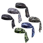 ONEYE 6 Pieces Head Tie Headbands for Men Women Sport Tie Back Bandanas Camo Hair Band Athletic Sweatbands for Tennis Running Ninja Karate Basketball