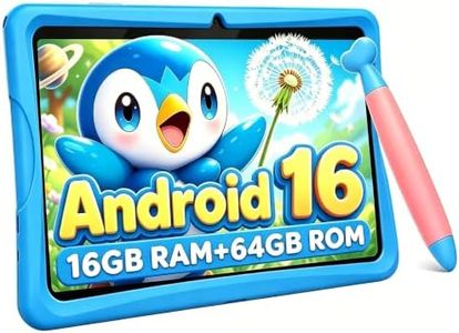 2026 Upgraded TABWEE Kids Tablet 10 Inch, Latest Android 16 Tablet for Kids Ages 6-12, 16GB RAM 64GB ROM (Expandable 2TB), HD Eye-Care Display, Parental Control, WiFi, Kid-Proof Case & Stylus Included
