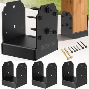 KOMOHOM 4x4 Post Base - Heavy Duty 10,000 LB Capacity Post Anchor for Concrete, Powder Coated Pergola & Deck Post Bracket with Hidden Fasteners (4PCS)