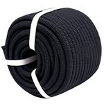 YUZENET Braided Polyester Arborist Rigging Rope (3/8 inch X 100 feet) High Strength Outdoor Rope for Rock Climbing Hiking Camping Swing, Black