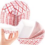 Heavy Duty, Greaseproof .25 Lb Paper Food Trays 200 Pk. Recyclable, Coated Mini Paperboard Baskets. Ideal Tray for Festival, Carnival and Concession Stand Treats Like Fries, Ice Cream and Onion Rings