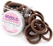 HOYOLS Large Fabric Cotton Seamless Hair Ties Cloth Scrunchies Nylon Ponytail Holder for Thick Heavy Curly Hair, No Slip No Damage No Pull Soft Nylon Accessories 50 Pcs (Sparkling Amber)