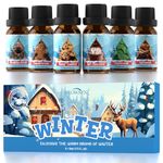 Winter Fragrance Oils, SNOWSEN Holiday Essential Oil Set for Diffuser, Aromatherapy Oils for Candle Making - Gingerbread, Cinnamon, Christmas Wreath,Hot Chocolate, Sugar Cookies,Peppermint Scented Oil