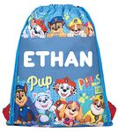 Paw Patrol Personalised Drawstring Bag for Kids PE Bag - Kids School Bag - Personalised Gift For Kids - Swimming Bag For Kids Blue