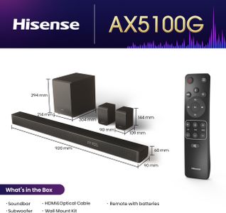 Hisense 5.1 Soundbar – AX5100G, Black Surround Sound System