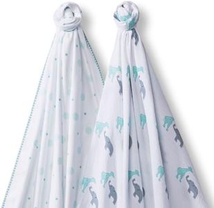 SwaddleDesigns SwaddleDuo, Set of 2 Swaddling Blankets, Cotton Muslin + Premium Cotton Flannel, SeaCrystal Circus Fun Duo