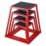 VEVOR Plyometric Jump Boxes, 12/18/24/30 Inch Plyo Box, Platform and Jumping Agility Box, Anti-Slip Fitness Exercise Step Up Box Set for Home Gym Training, Conditioning Strength Training, Red