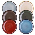 LERATIO Ceramic Plates Set of 6, 10.5 Inch Reactive Glaze Light Weight Porcelain Salad Plates,Modern Shape Dinnerware Dishes Set for Microwave& Dishwasher &Oven Safe,Scratch Resistant-Colorful