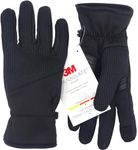 Spyder Core Conduct Gloves, Black, Touchscreen Compatible, Leather Palm Patch, 360 Degree Stretch, Sweater Knit Bonded, Black, Medium