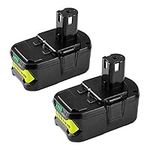 Energup 2Pack 6.0Ah 18V Replace for Ryobi Battery for Ryobi 18V Batteries Cordless Tool P102 P103 P104 P105 P107 P108 P109 P122 Ryobi ONE+ for Ryobi 18v Lithium Batteries