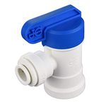 John Guest PPSV500822WP Push-Fit Elbow Shut-Off Valve, White, 1/4 in. OD x 1/4 in. NPTF