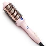 K&K Thermal Brush Keratin Protect Heated Barrel Hot Hair Brush Ionic Smooth Shine Volumize Comb Dual Voltage Hair Straightener Curler Styling Tool 38 mm (Pink, 45 mm)