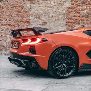 Autrago High Wing Rear Spoiler Compatible with 2020-2024 Chevrolet Corvette C8 Racing Style, Starlight Black