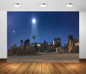 BELECO 10x8ft Fabric Nativity Backdrop Christmas Star Night Manger of Christmas of Jesus Christ Bethlehem Town Village Background Star of Bethlehem Religious Church Christmas Decoration Photo Props