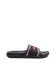 Jack & Jones Black Logo Print Pool Sliders