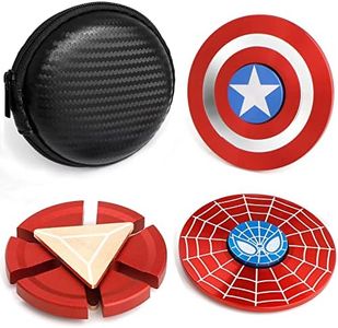 Superhero Fidget Spinners Metal, Cool Shield Finger Hand Spinner Gifts for Adults Kids,Anti Stress Anxiety Relief Figets Toy, Kinetic Desk Toys 3Pack