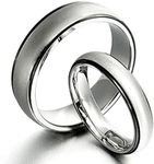 Gemini Groom & Bride Two Tone Black & Silver Matt & Polish Wedding Bands Matching Titanium Rings Set 6mm & 4mm Width Men Size : M Women Size : H Valentine's Day Gifts