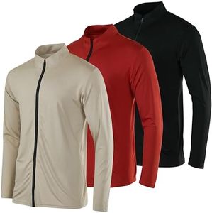 3 Pack: Men’s Big and Tall King Size Plus Quick Dry Fit Long Sleeve Full Zip Up Workout Running Jacket Sports Casual Outdoor Active Athletic Track Hybrid Golf Windbreaker Sweatshirt- Set 2, 3X Tall