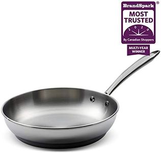 Lagostina 26cm Stainless Steel Skillet, Silver - Heavy Gauge 18/10 Steel, Riveted Contoured Handle, Dishwasher & Oven Safe